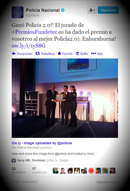 La Dirección General de la Policía gana los Premios Fundetec 2012