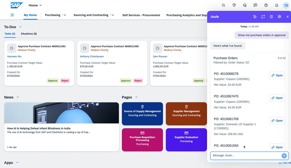 SAP integra la IA generativa en sus soluciones de gestión de gastos con Joule